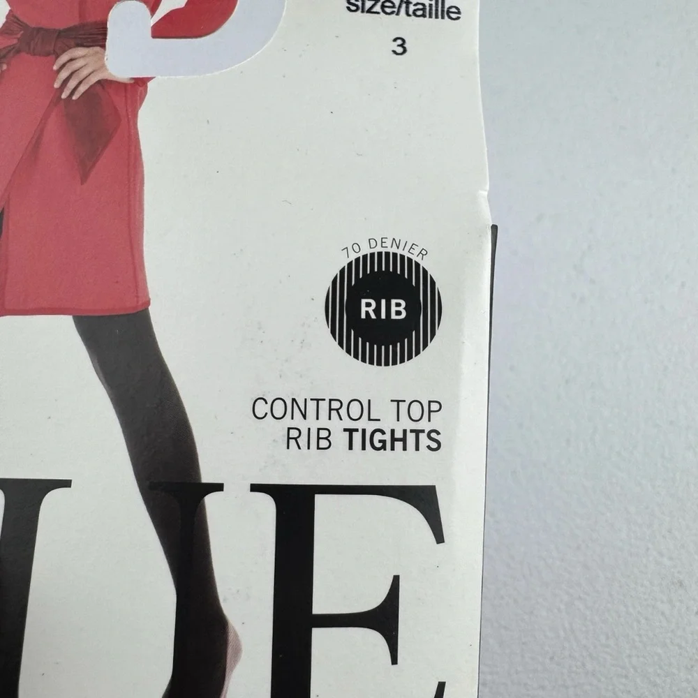 Hue Control Top Rib Tights Womens‎ Size 3 Navy Blue